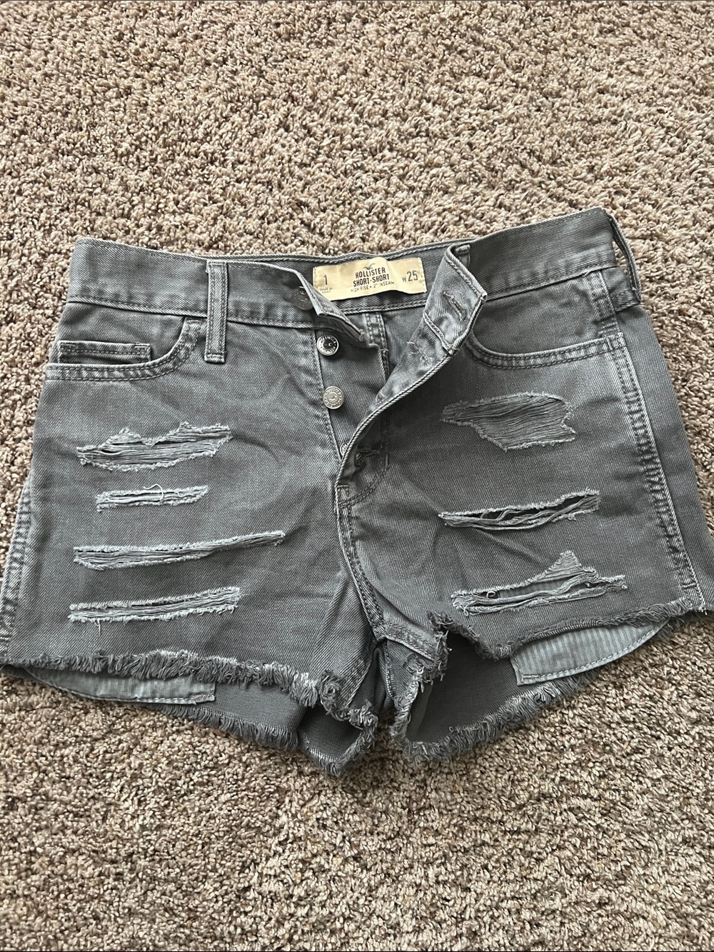 Hollister Women's Gray Distressed Denim Cutoff Shorts